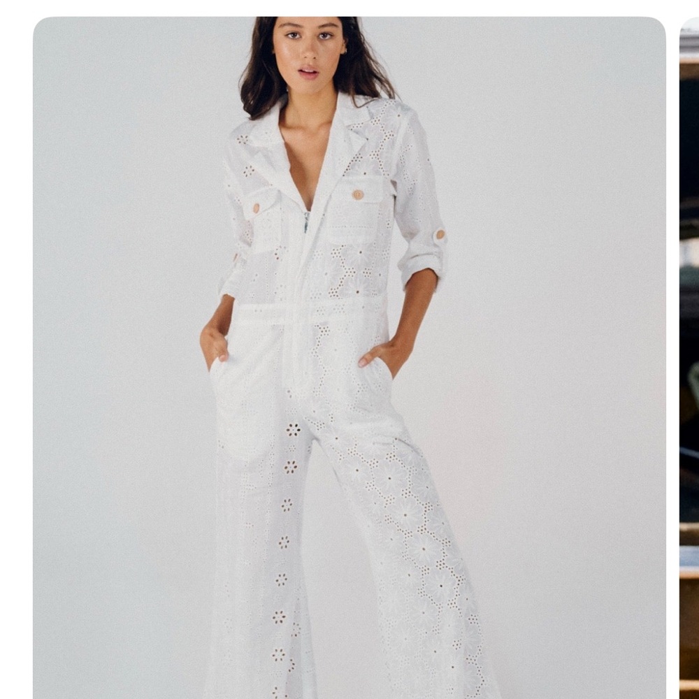 White Eyelet Lace Jumpsuit
